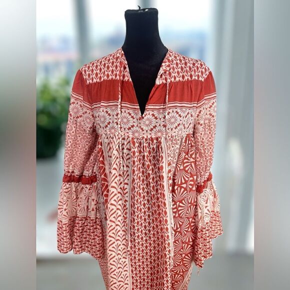 WARM NY 2017 Runway Bell Flare Sleeve Bohemian dress Size Small - Picture 6 of 16